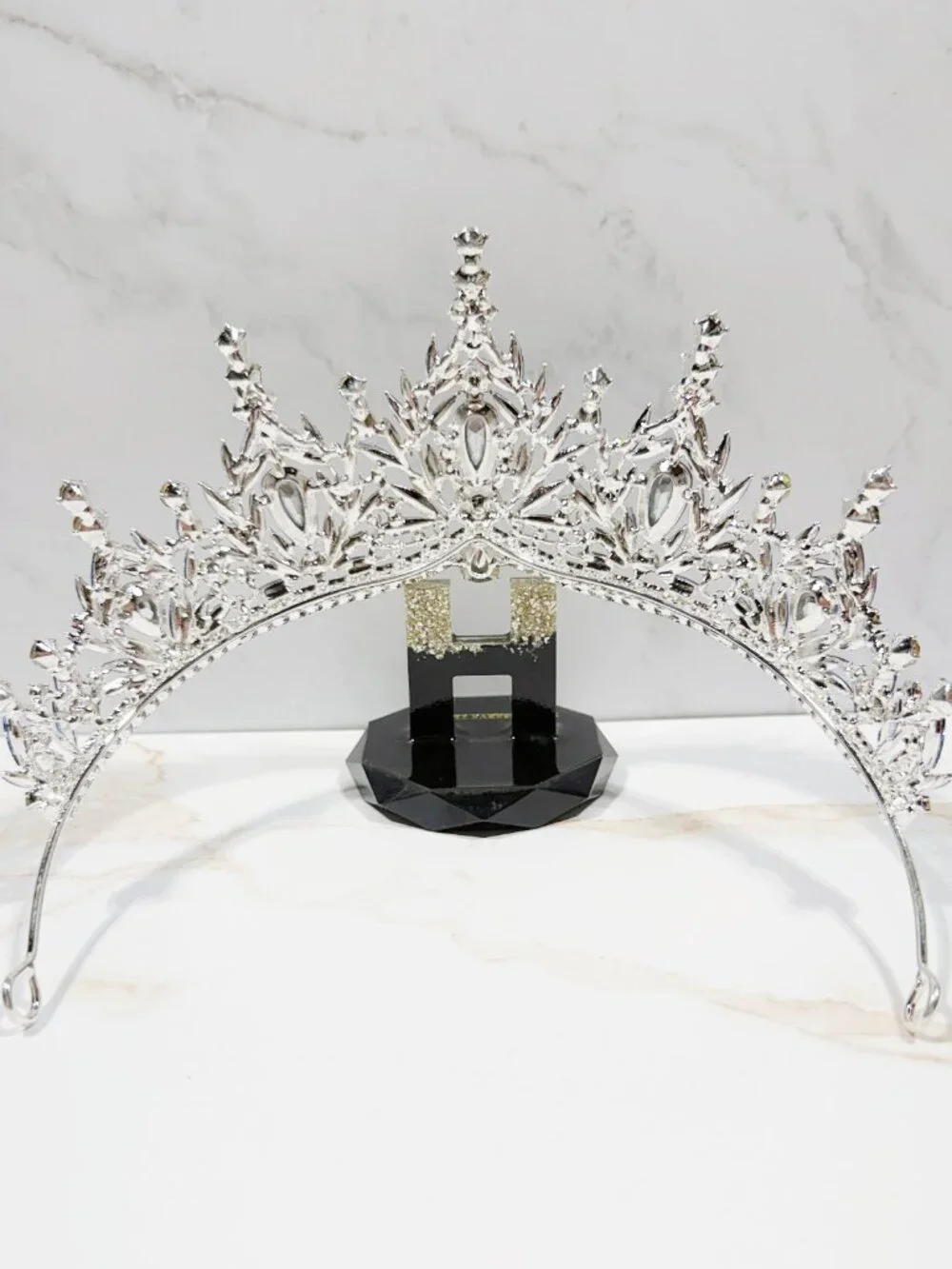 Navy blue tiara, Silver Crystal Crown, Rhinestone Tiara, Formal crown headpiece